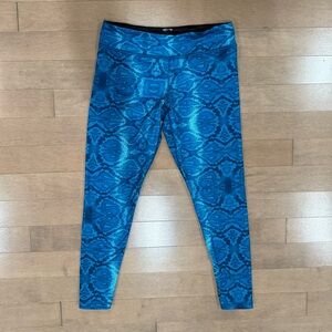 Cascade Sport Performance SPEED•DRI Blue Patterned Fleece-Lined Leggings (M)